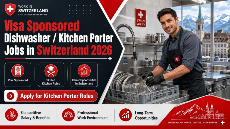 Visa Sponsored Dishwasher / Kitchen Porter Jobs in Switzerland 2026