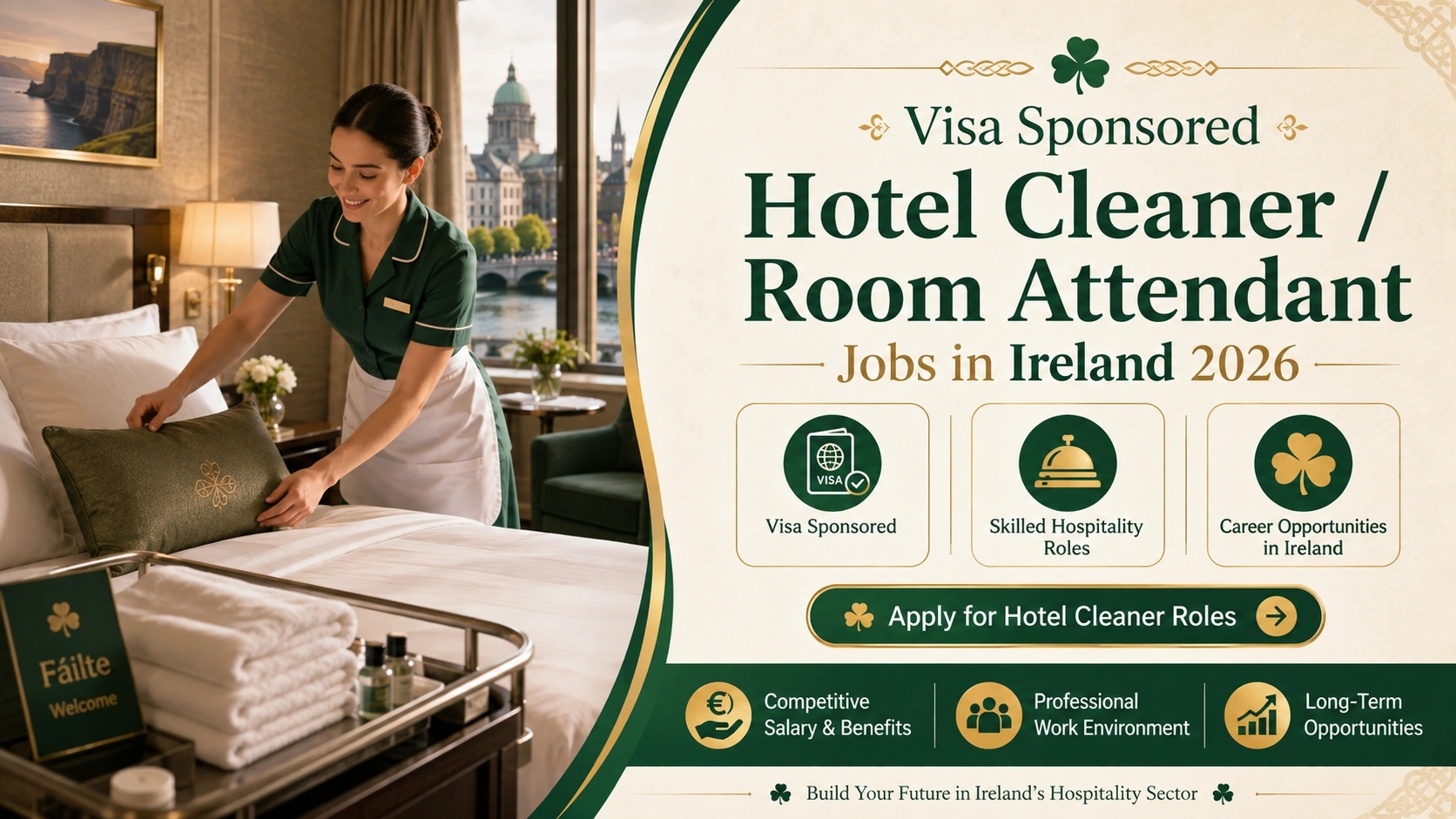 Visa Sponsored Hotel Cleaner / Room Attendant Jobs in Ireland 2026