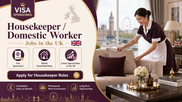 Visa Sponsored Housekeeper / Domestic Worker Jobs in the UK