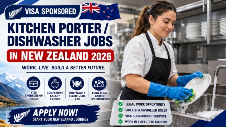 Visa Sponsored Kitchen Porter / Dishwasher Jobs in New Zealand 2026