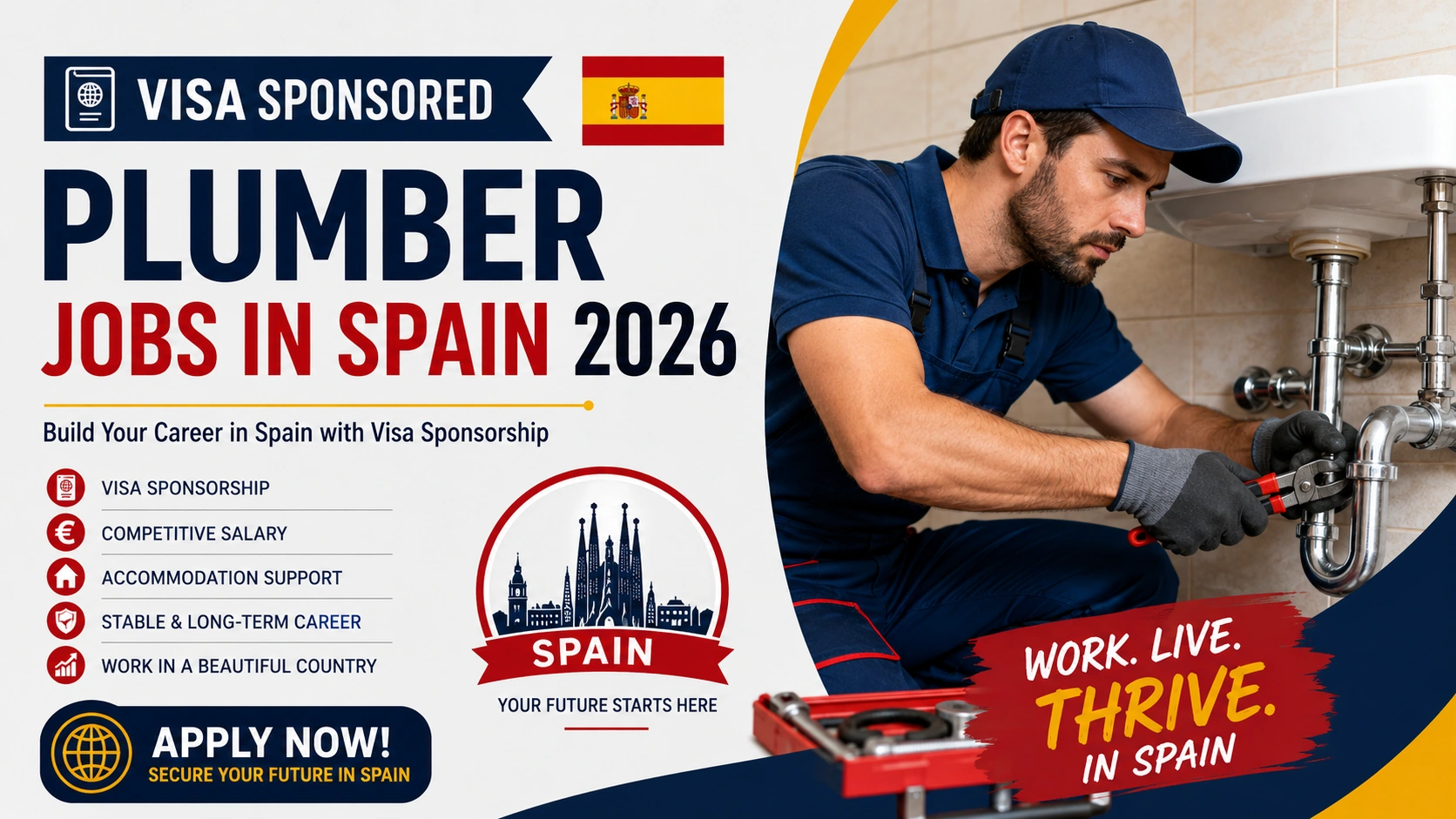 Visa Sponsored Plumber Jobs in Spain 2026